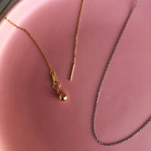 925 Sterling Silver Adjustable Fine Chain DIY Necklace