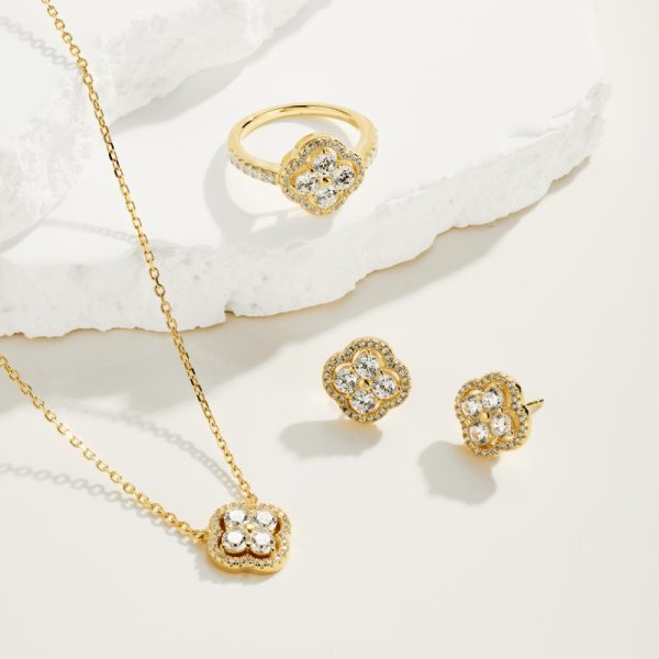925 Sterling Silver 18K Gold Plated Cubic Zirconia Earrings