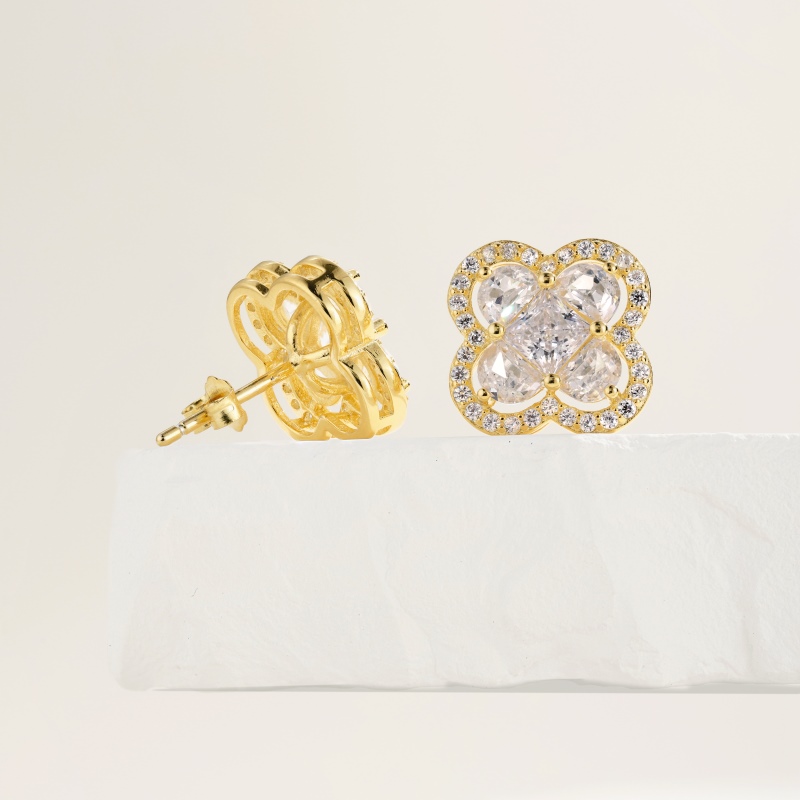 925 Sterling Silver 18K Gold Plated Cubic Zirconia earrings