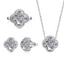 925 Sterling Silver Cubic Zirconia Flower Design Earrings