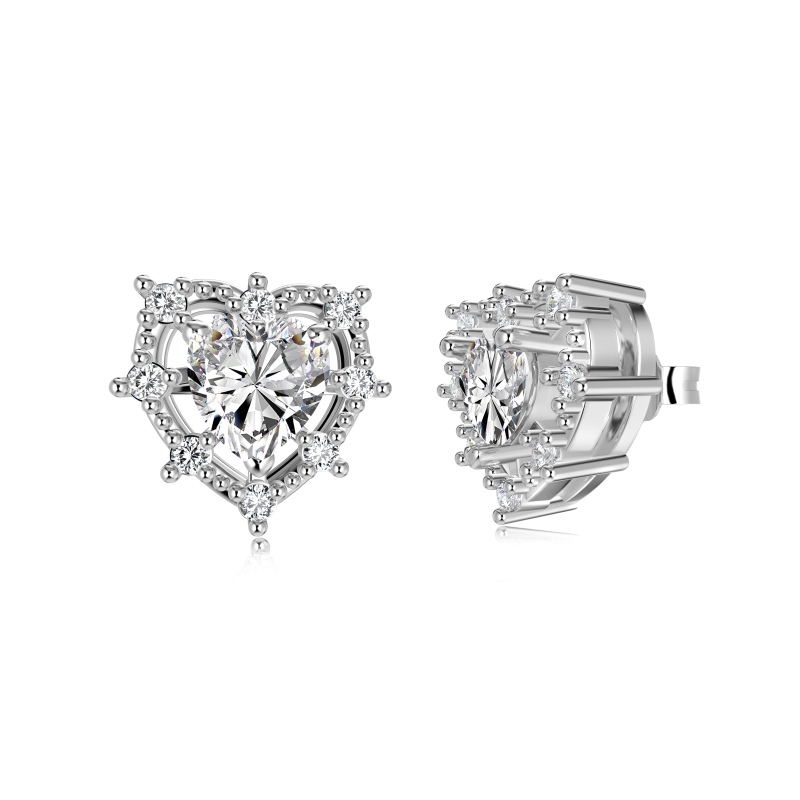 925 Sterling Silver Cubic Zirconia Heart Earrings - Image 3