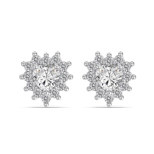 925 Sterling Silver Cubic Zirconia Heart Earrings
