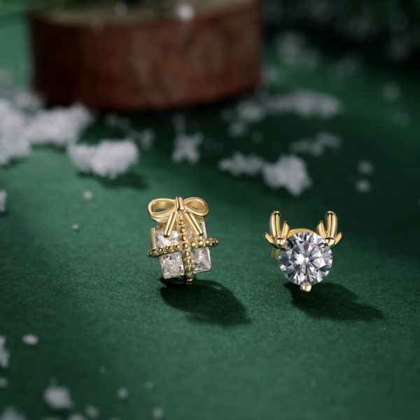 925 Sterling Silver 14K Gold Plated Cubic Zirconia Earrings