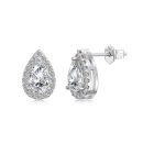 925 Sterling Silver Cubic Zirconia Pear Cut Earrings