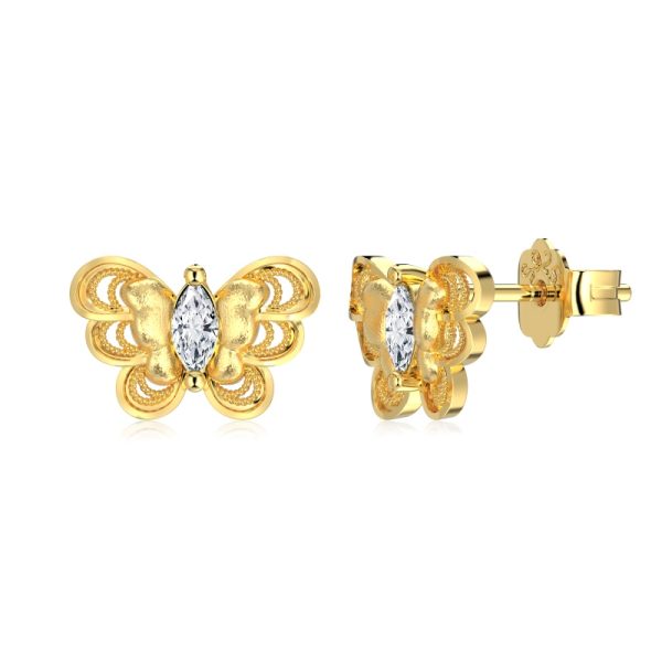 925 Sterling Silver 18K Gold Plated Cubic Zirconia Earrings