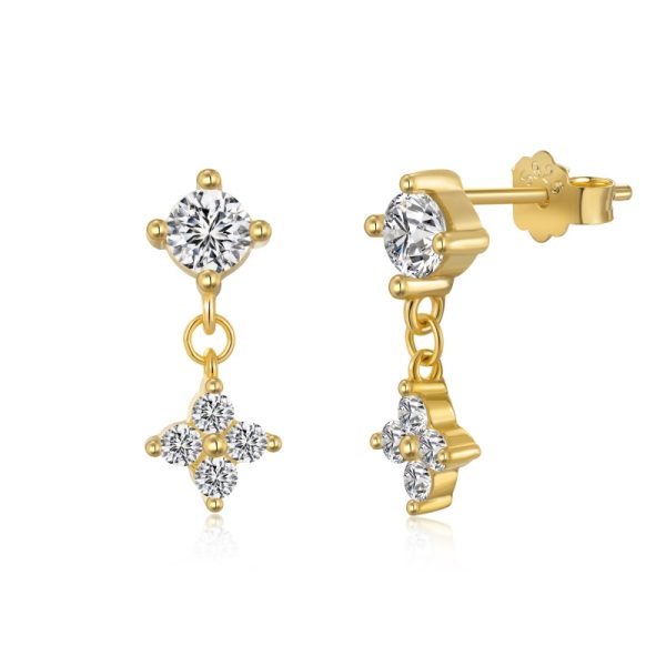 925 Sterling Silver 18K Gold Plated Cubic Zirconia Earrings