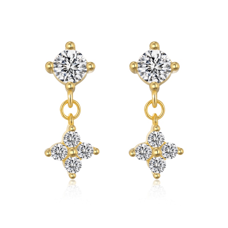925 Sterling Silver 18K Gold Plated Cubic Zirconia Earrings - Image 2