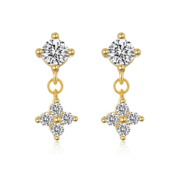 925 Sterling Silver 18K Gold Plated Cubic Zirconia Earrings - Image 5