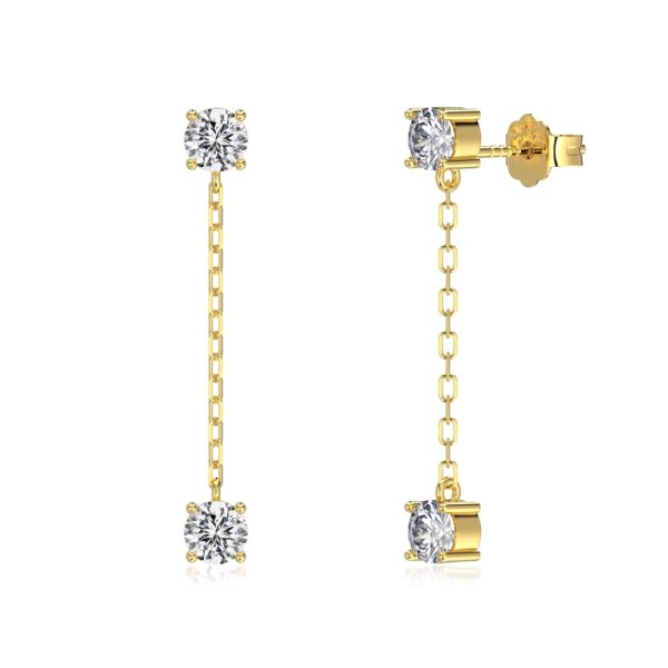 925 Sterling Silver 18K Gold Plated Cubic Zirconia Earrings