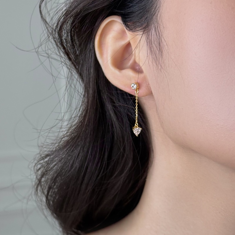 925 Sterling Silver 18K Gold Plated Cubic Zirconia Earrings