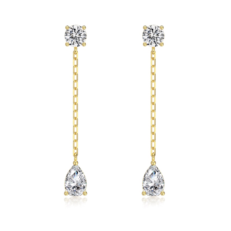 925 Sterling Silver 18K Gold Plated Cubic Zirconia Earrings