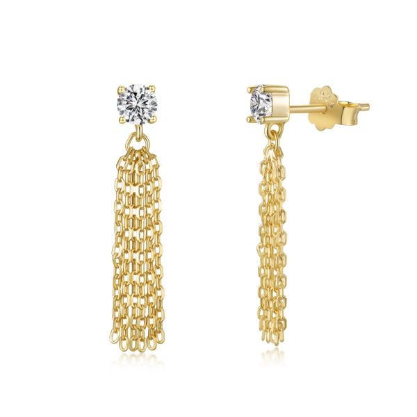 925 Sterling Silver 18K Gold Plated Cubic Zirconia Earrings