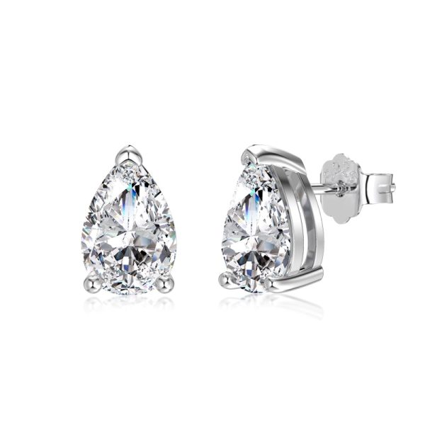 925 Sterling Silver Cubic Zirconia Pear Cut Earrings