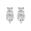 925 Sterling Silver Cubic Zirconia Heart Earrings
