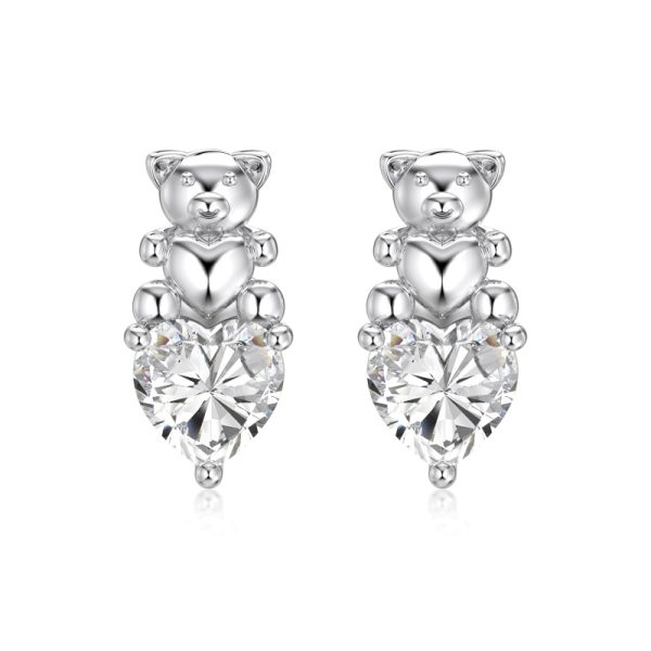 925 Sterling Silver Cubic Zirconia Heart Earrings