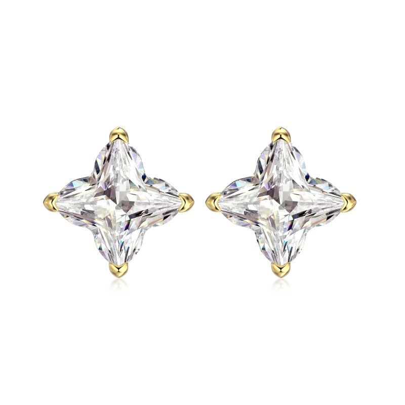925 Sterling Silver 18K Gold Plated Cubic Zirconia Earrings - Image 2