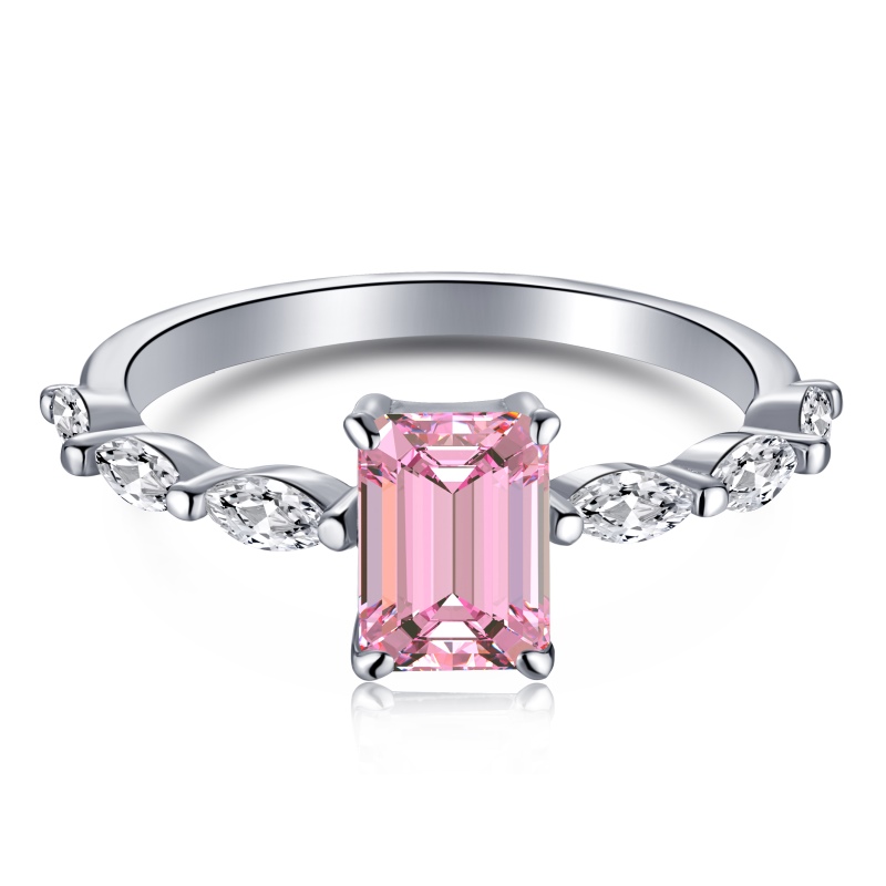 925 Sterling Silver Cubic Zirconia Emerald Cut Ring - Image 3