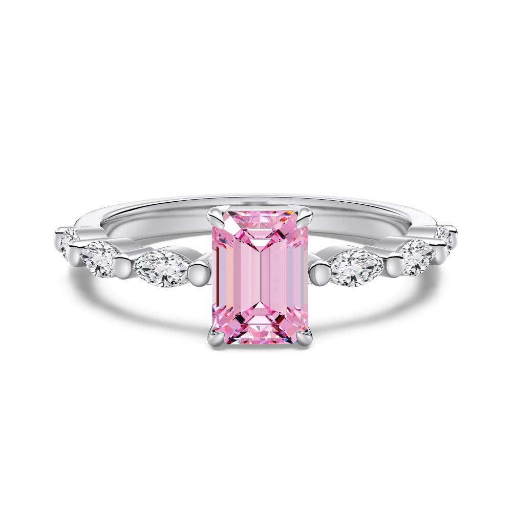 925 Sterling Silver Cubic Zirconia Emerald Cut Ring - Image 4