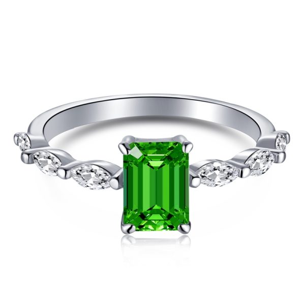 925 Sterling Silver Cubic Zirconia Emerald Cut Ring