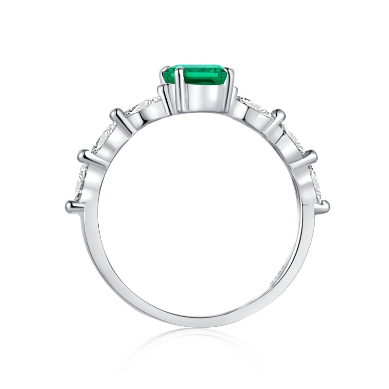 925 Sterling Silver Cubic Zirconia Emerald Cut Ring - Image 3