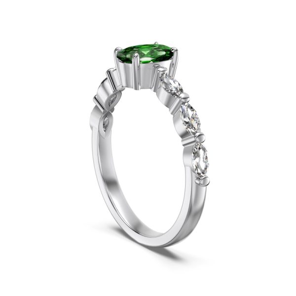 [Moissanite] 925 Sterling Silver Cubic Zirconia Oval Cut Ring