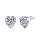 925 Sterling Silver Cubic Zirconia Heart Earrings