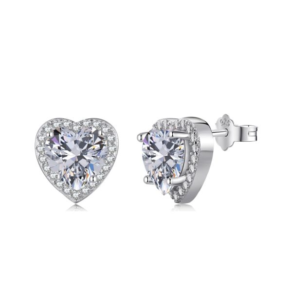 925 Sterling Silver Cubic Zirconia Heart Earrings