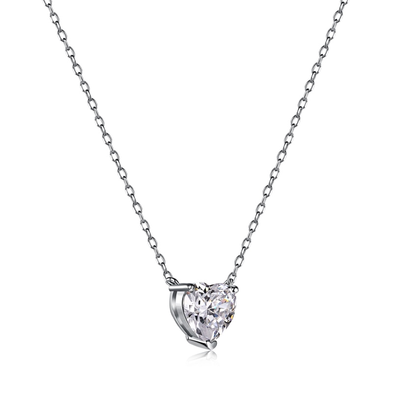925 Sterling Silver Cubic Zirconia Heart Necklace
