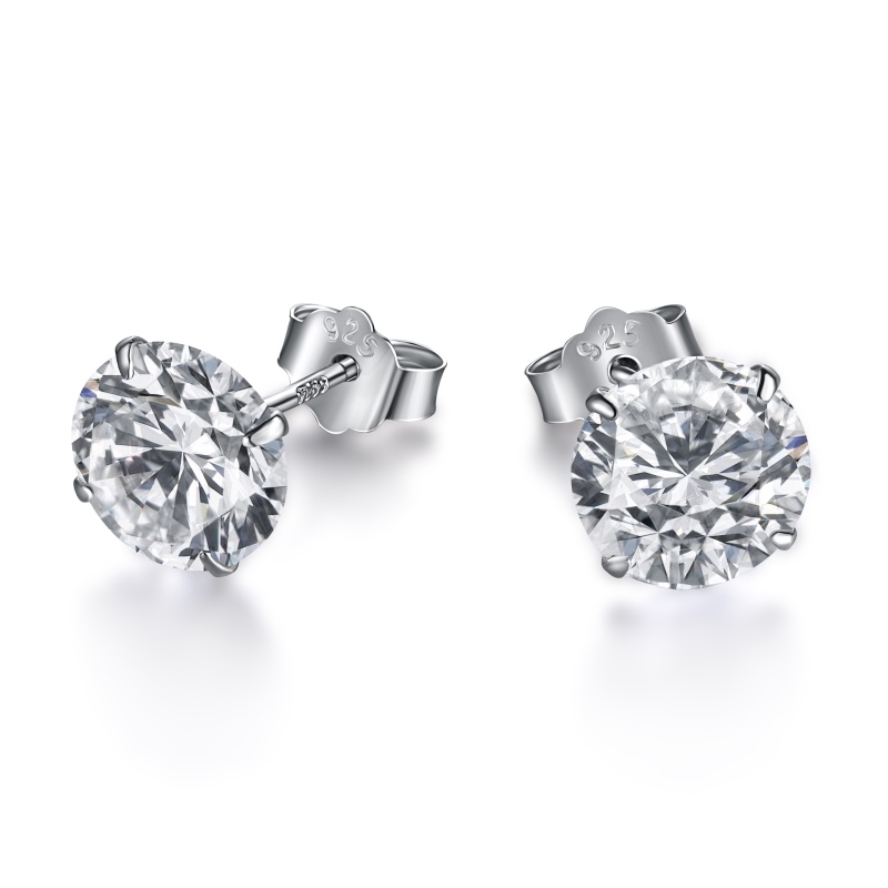 925 Sterling Silver Cubic Zirconia Round Earrings - Image 2