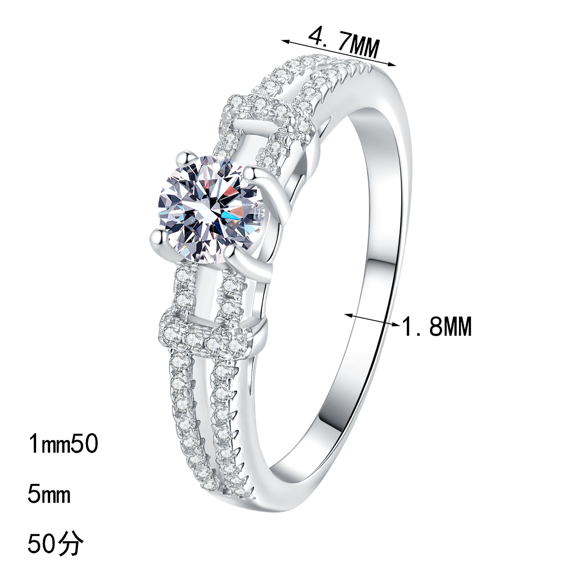 Minimalist Moissanite 925 Sterling Silver Ring - Image 5