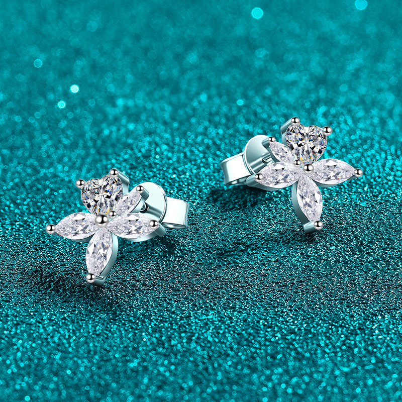 Sweet Moissanite 925 Sterling Silver Stud Earrings - Image 2