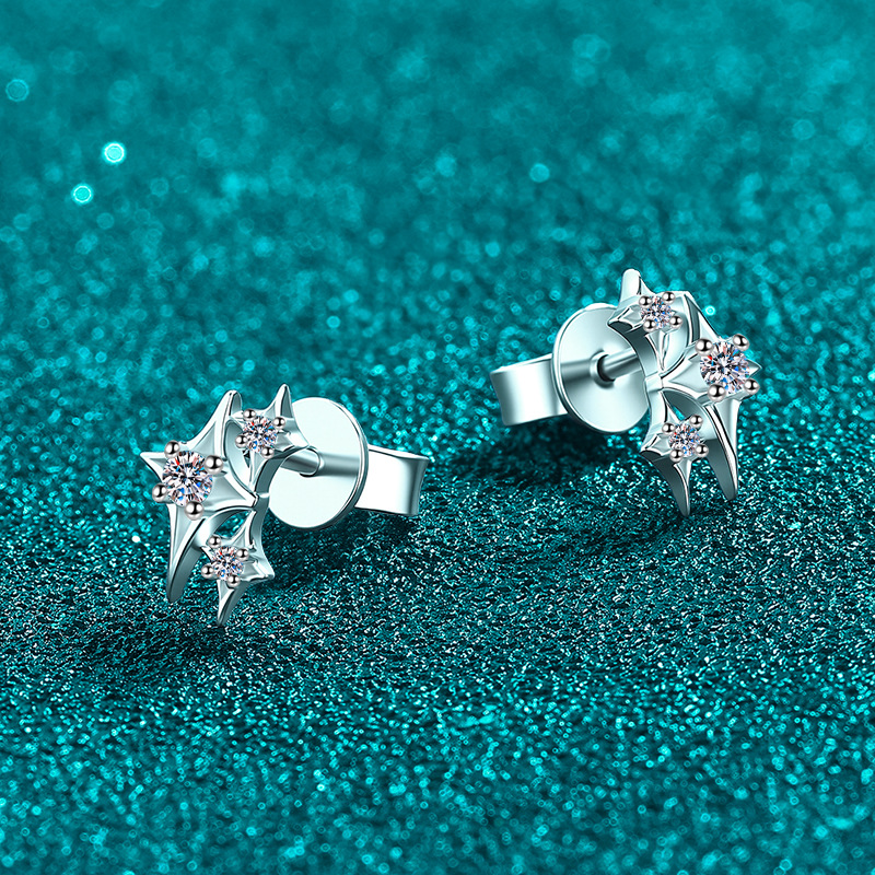 Minimalist Moissanite 925 Sterling Silver Stud Earrings - Image 2