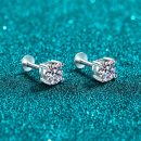 Minimalist Moissanite 925 Sterling Silver Stud Earrings