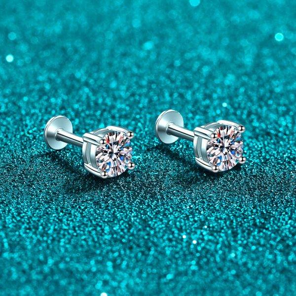 Minimalist Moissanite 925 Sterling Silver Stud Earrings