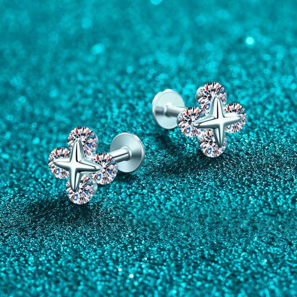 High-End Moissanite 925 Sterling Silver Stud Earrings