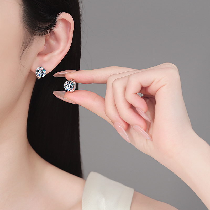 Minimalist Moissanite 925 Sterling Silver Stud Earrings - Image 4