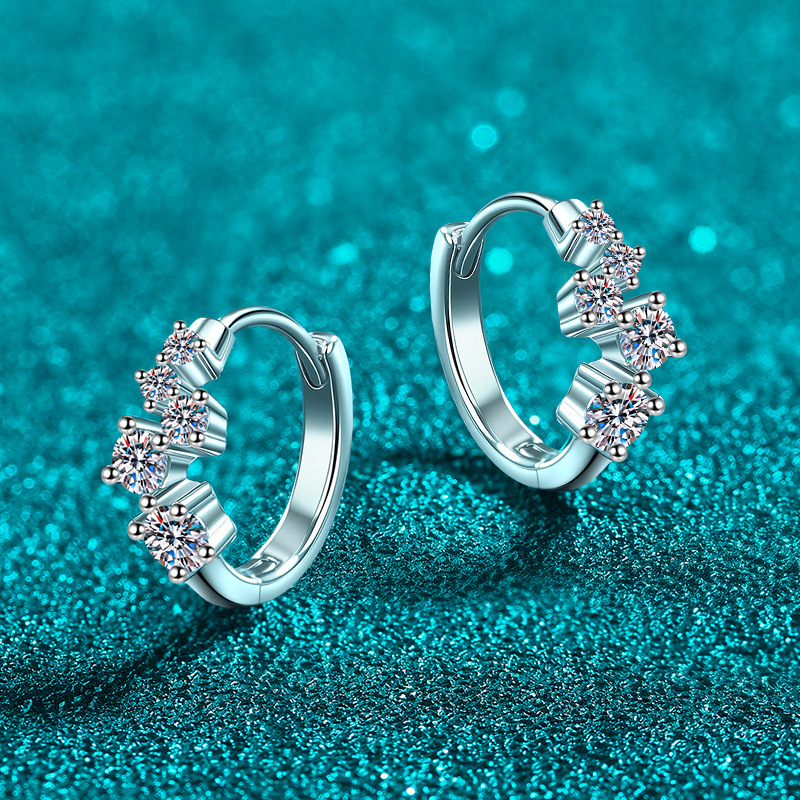 Minimalist Moissanite 925 Sterling Silver Stud Earrings - Image 2
