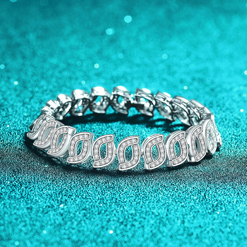High-End Moissanite 925 Sterling Silver Bracelet