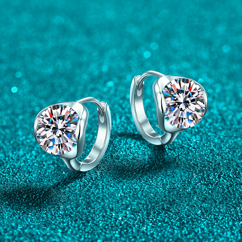 Minimalist Moissanite 925 Sterling Silver Stud Earrings - Image 2