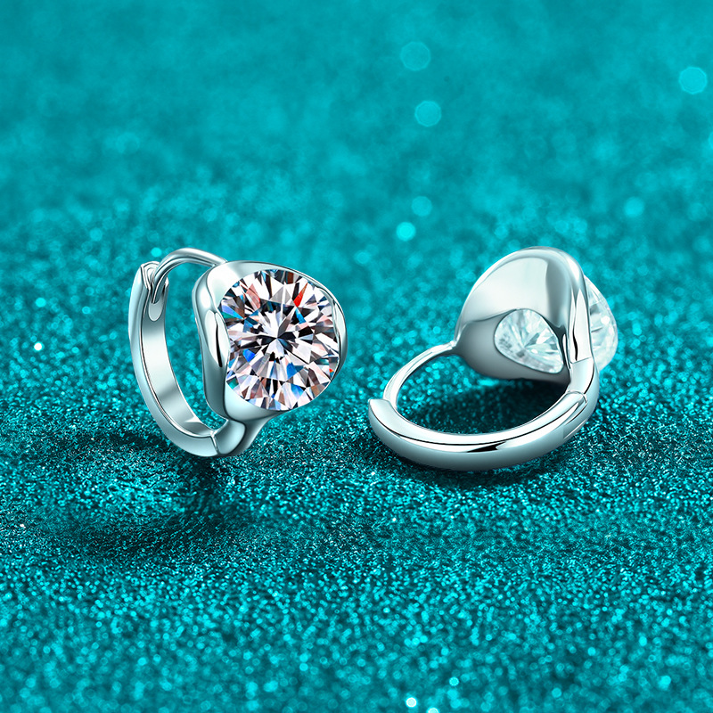 Minimalist Moissanite 925 Sterling Silver Stud Earrings - Image 3