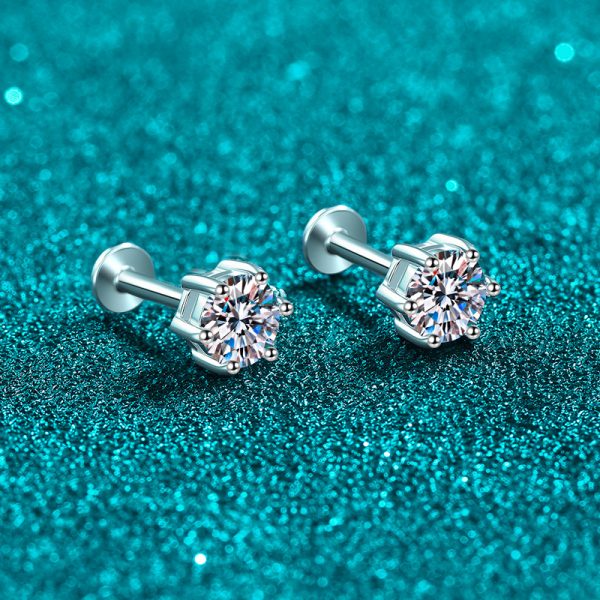 Minimalist Moissanite 925 Sterling Silver Stud Earrings