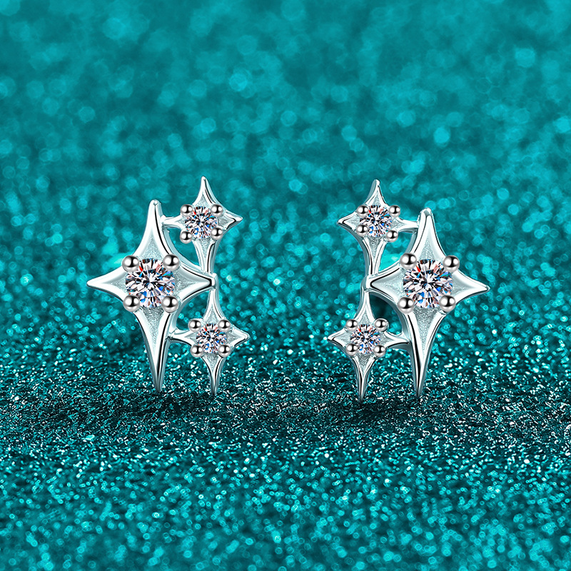 Minimalist Moissanite 925 Sterling Silver Stud Earrings