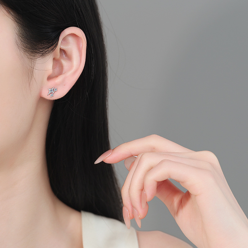 Minimalist Moissanite 925 Sterling Silver Stud Earrings - Image 4