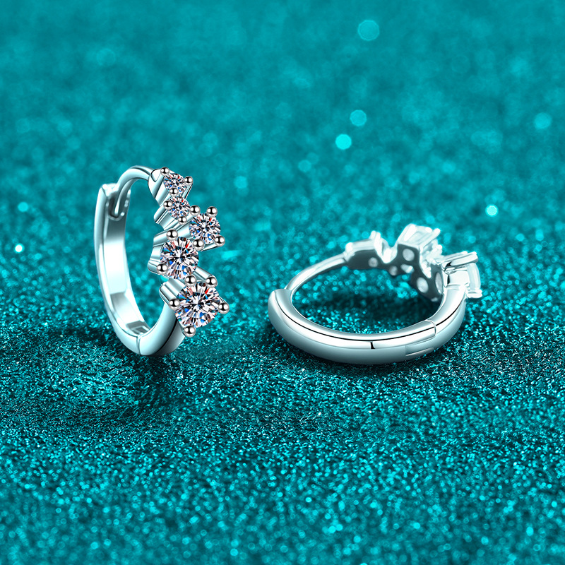 Minimalist Moissanite 925 Sterling Silver Stud Earrings - Image 3