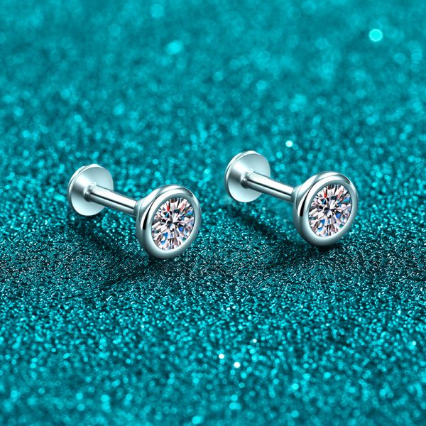 Minimalist Moissanite 925 Sterling Silver Stud Earrings