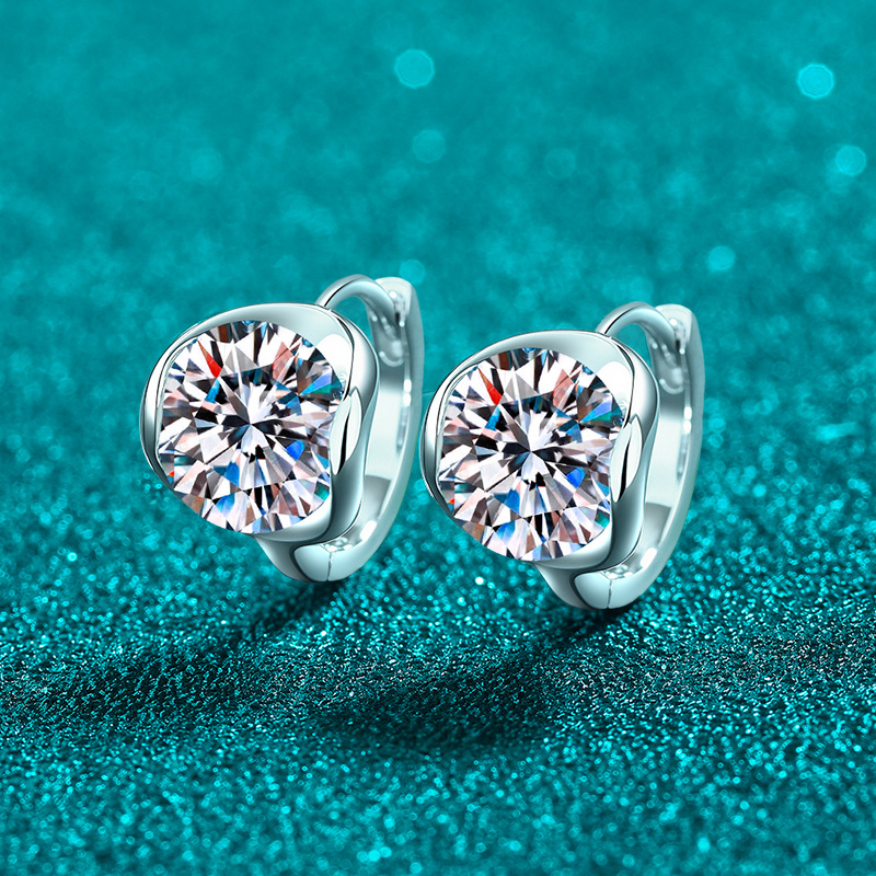 Minimalist Moissanite 925 Sterling Silver Stud Earrings