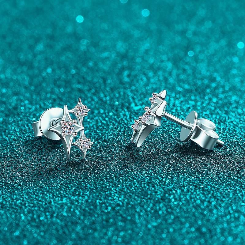 Minimalist Moissanite 925 Sterling Silver Stud Earrings - Image 3