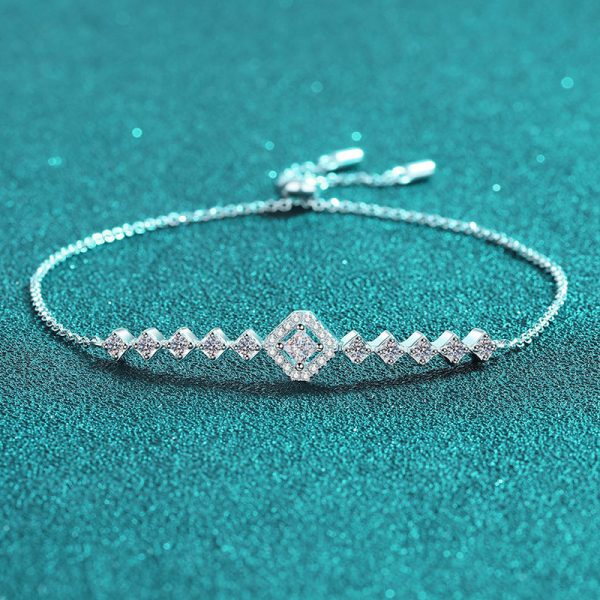 Minimalist Moissanite 925 Sterling Silver Bracelet