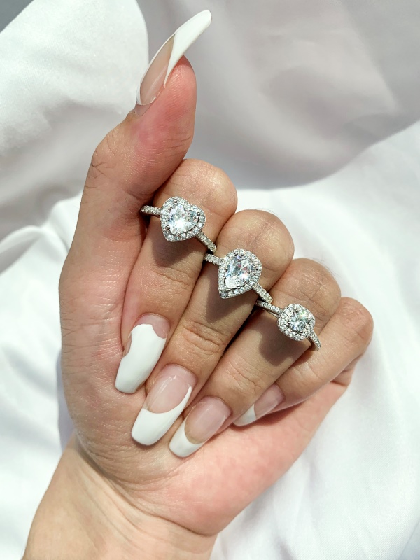 925 Sterling Silver Cubic Zirconia Heart Cut Ring - Image 5