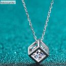 [Moissanite] 925 Sterling Silver Square Cut Necklace